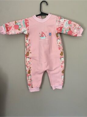 Splash About Pink Sailboat-Print Baby One-Piece Rashguard/ Wetsuit